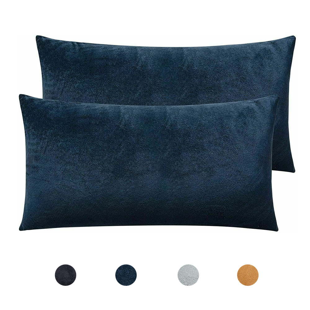 Velvet Pillowcases Set of 2 Ultra Soft Pillow Case Cushion Cover Queen