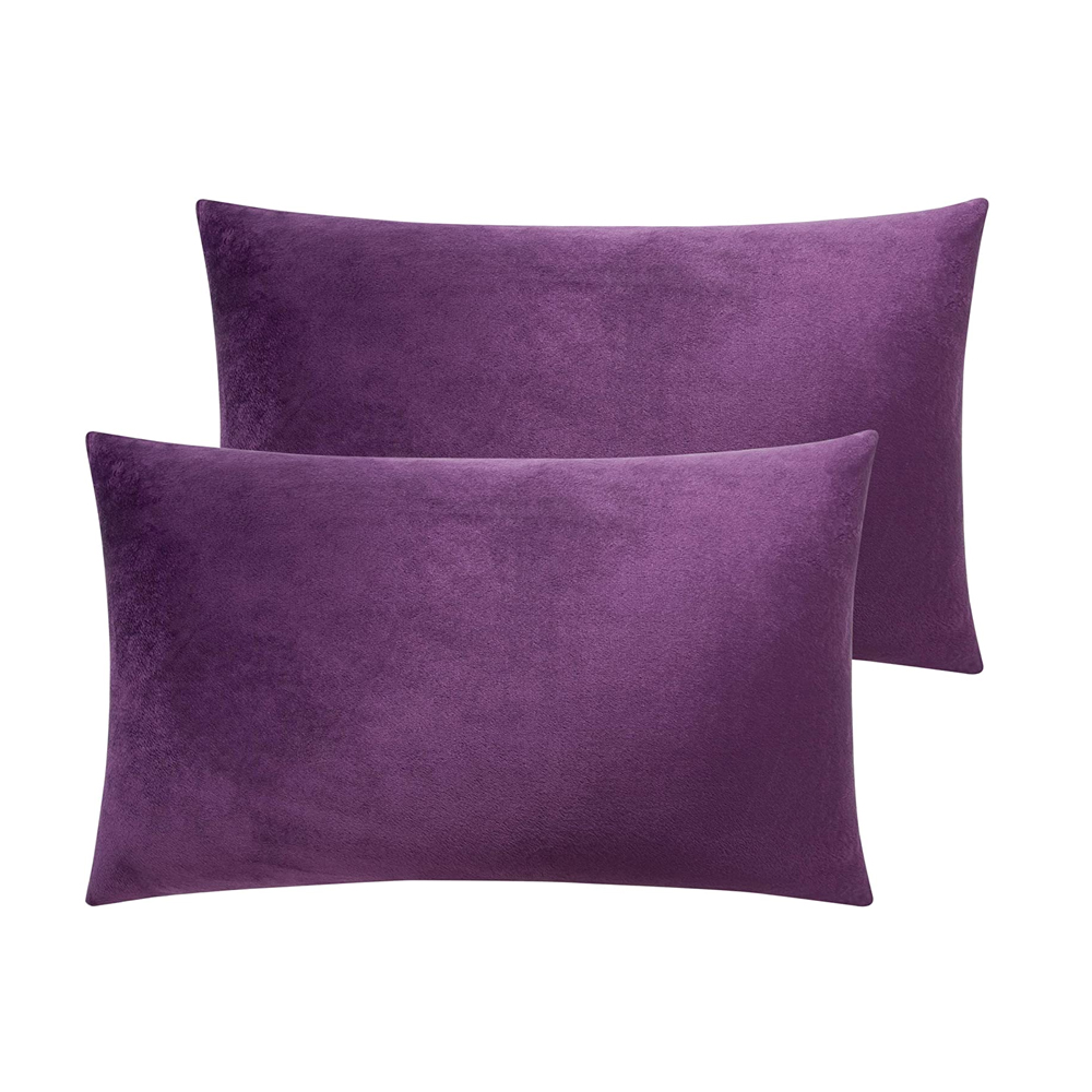 Zippered Velvet Queen King Luxury Pillowcases Ultra Soft Cozy Pillow Case 2Pcs - Picture 18 of 72