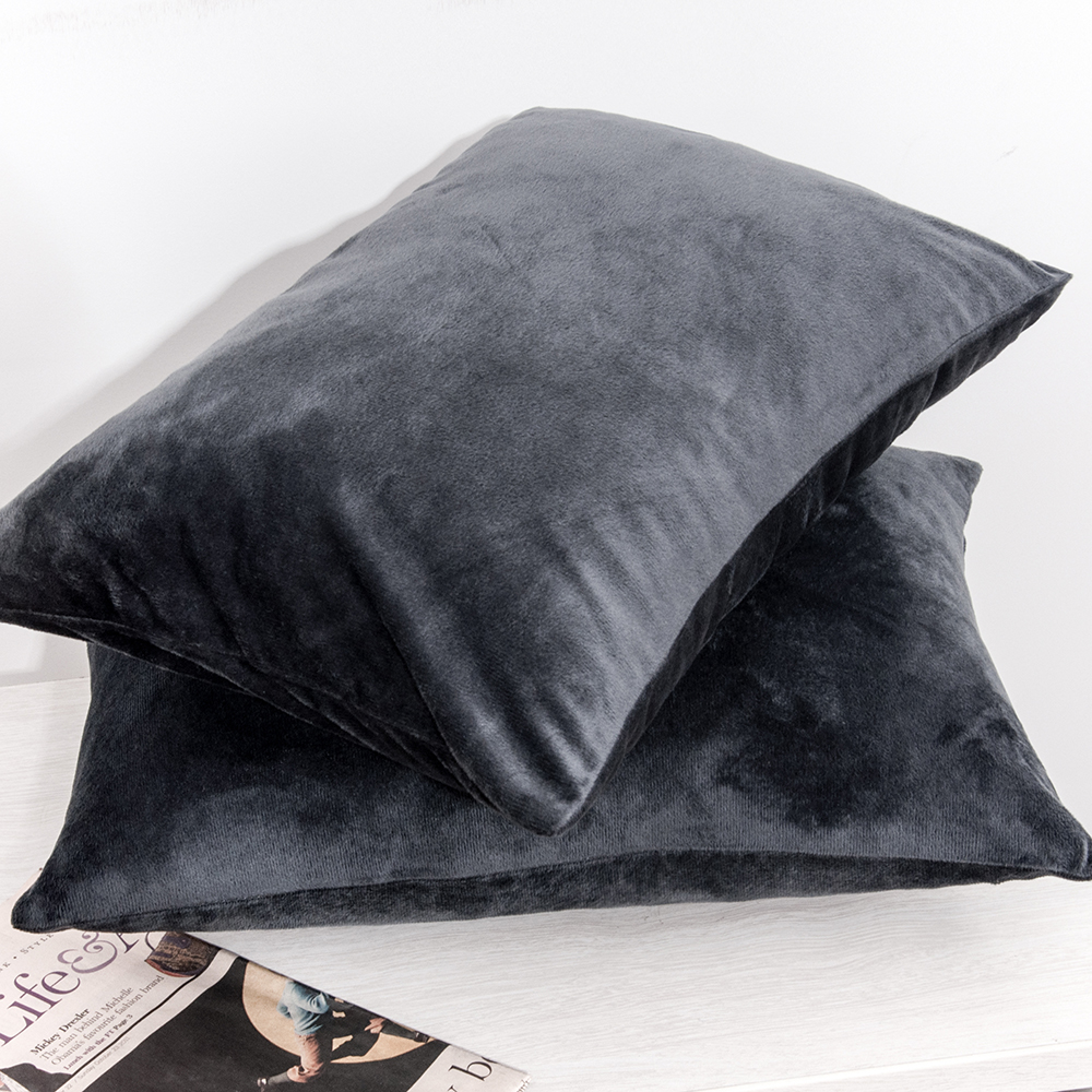 Zippered Velvet Queen King Luxury Pillowcases Ultra Soft Cozy Pillow Case 2Pcs - Picture 27 of 72