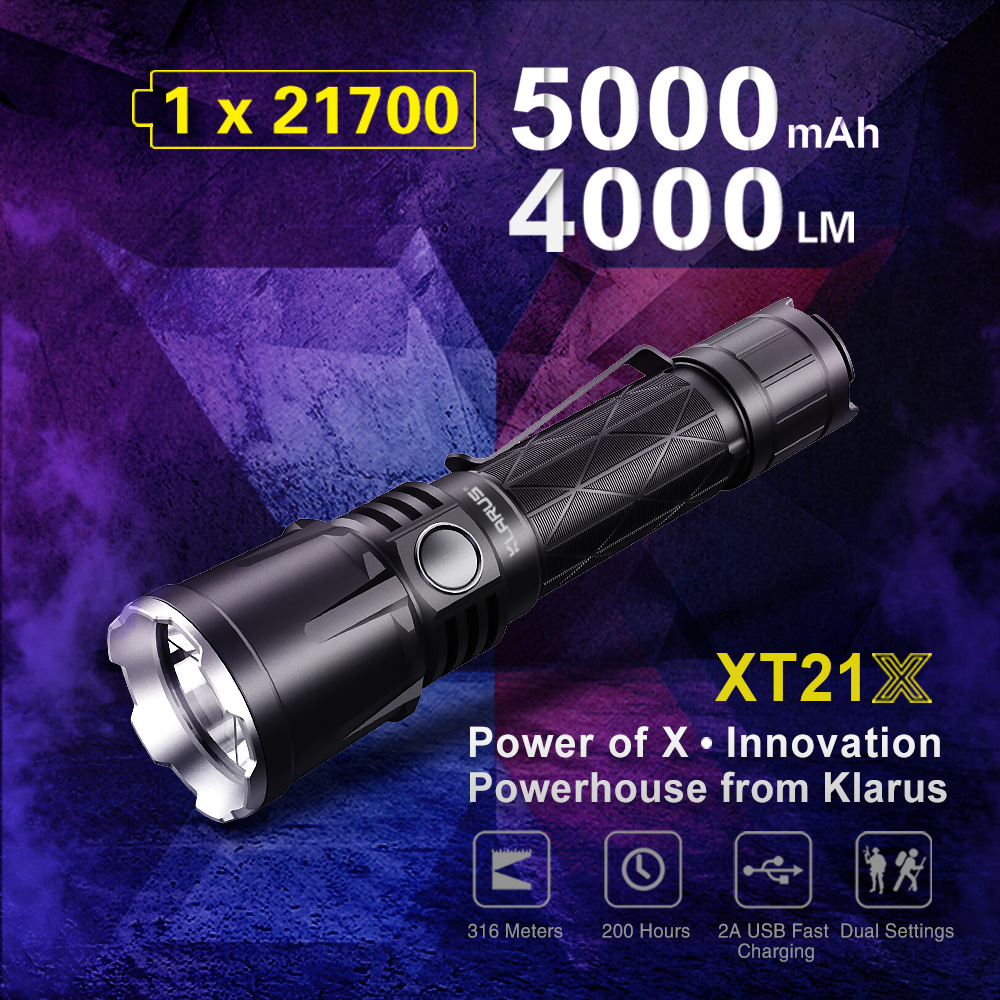 KLARUS XT21X is a extreme illumination Tactical Flashlight with max 4000 lu...