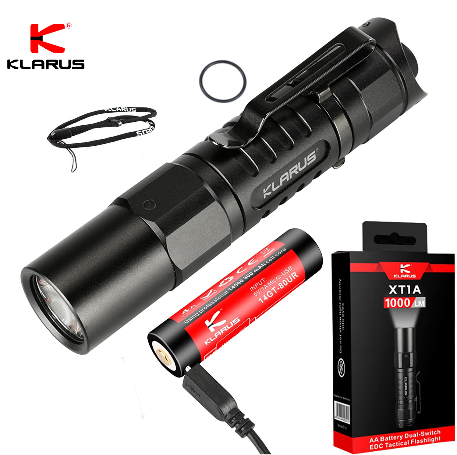KLARUS XT1A 1000 Lumens CREE XPL Bright EDC LED Rechargeable Tactical