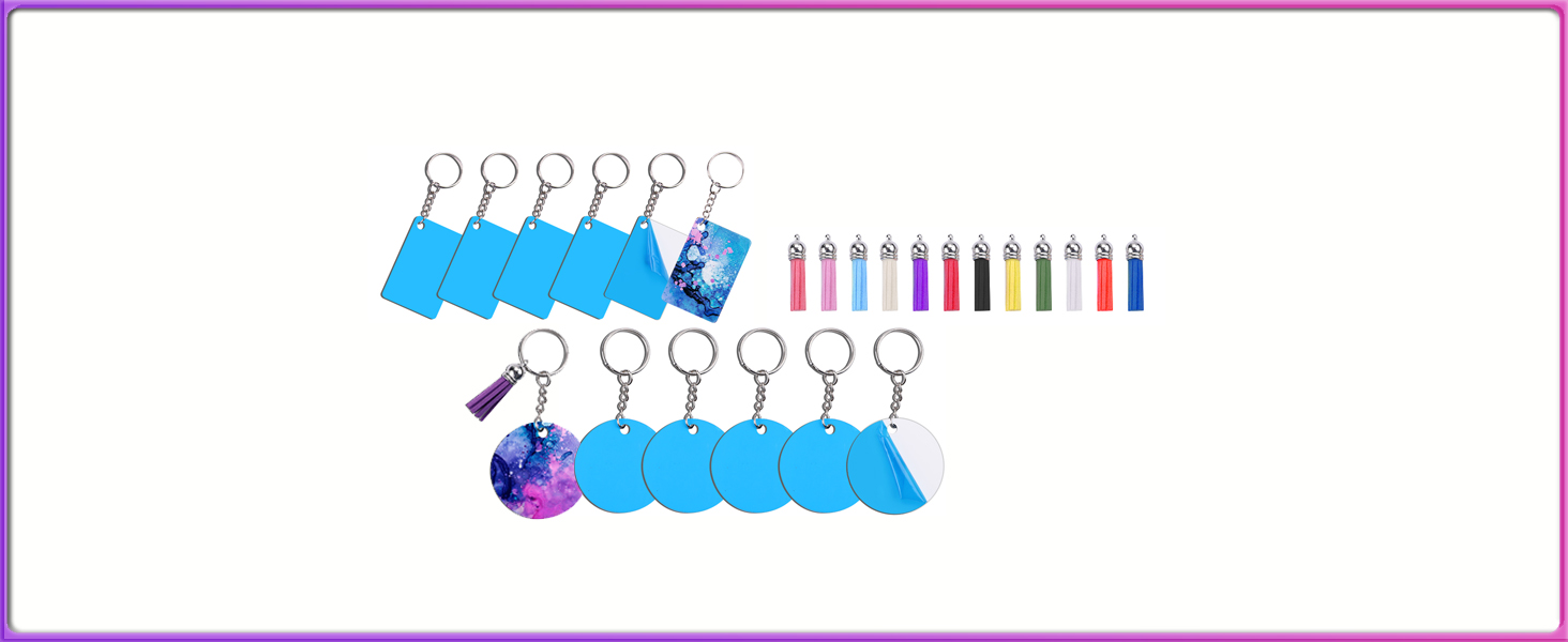 HTVRONT 42Pcs Sublimation Blanks Products Set Sublimation Keychain  Blank+Earring Blanks+Mouse Pad Blanks+Sublimation Coasters Blanks 