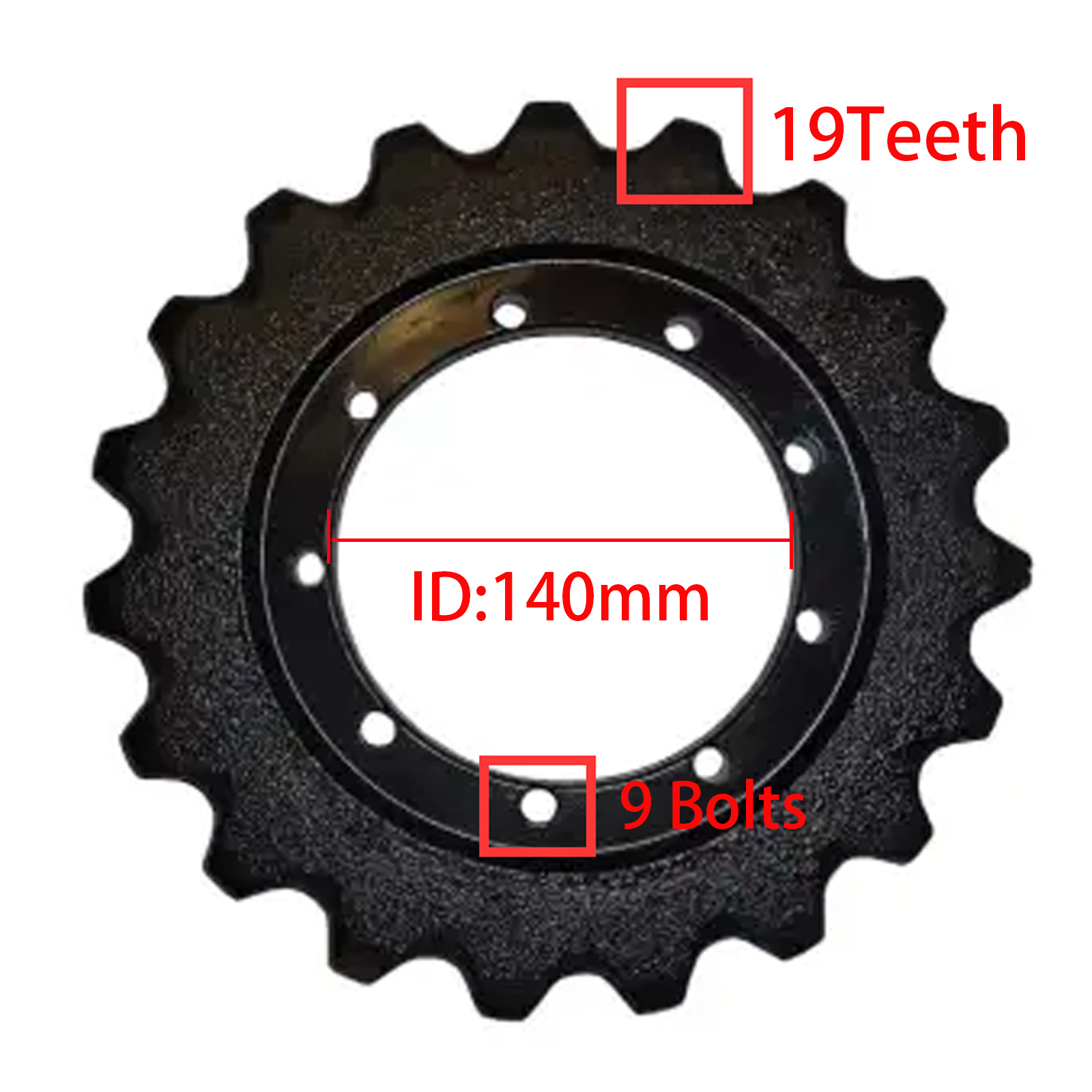 19Teeth 9Bolts 140mmID Sprocket fits for Hitachi Excavator EX17U