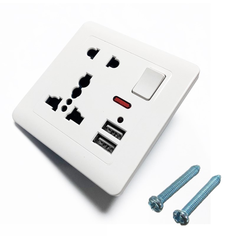 Uk 13a Universal Double Wall Plug Socket 2 Gang 2 Usb Charger Port Outlets Plate Ebay 3852