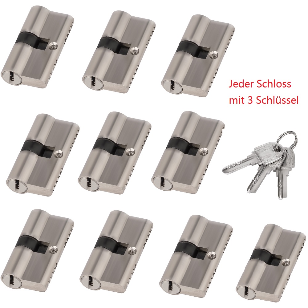 10 Stk Zylinderschloss 30/30-35/35 60-70mm Profil Tür Zylinder Schloss
