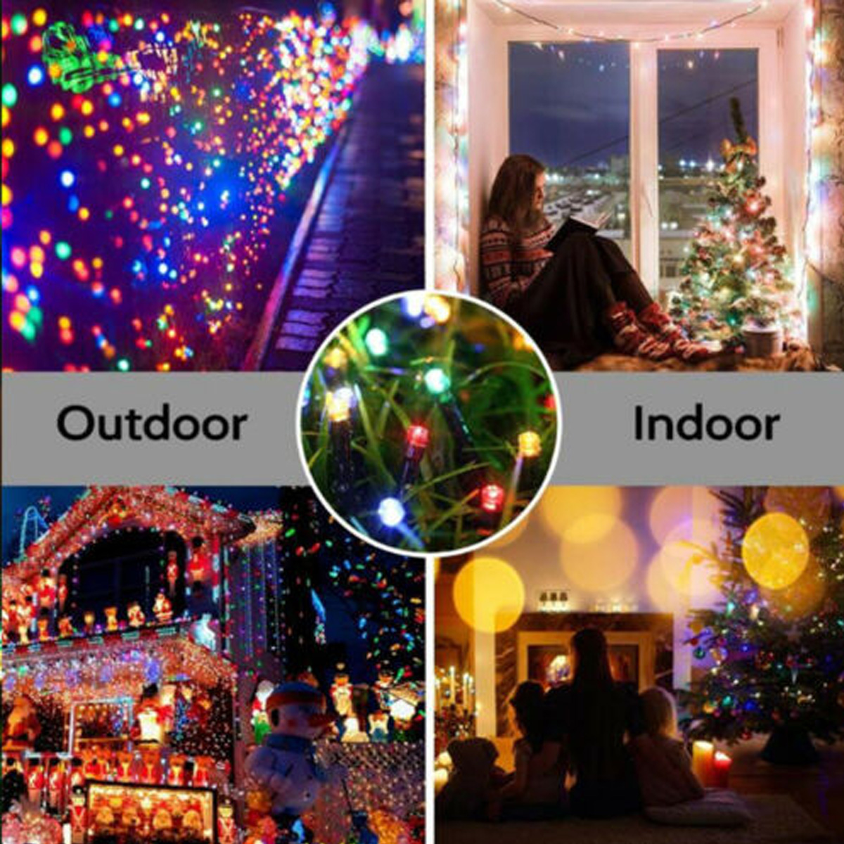 100/200/500LED Solar Lichterkette Draht Balkon Garten Deko Außen