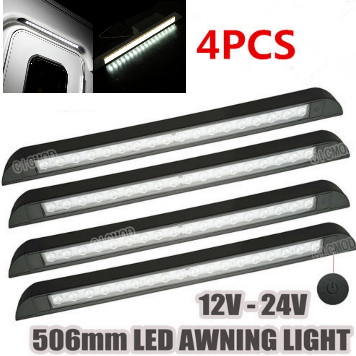 12V LED Awning Porch Light Waterproof  Caravan Campervan RV Boat Long Strip Lamp