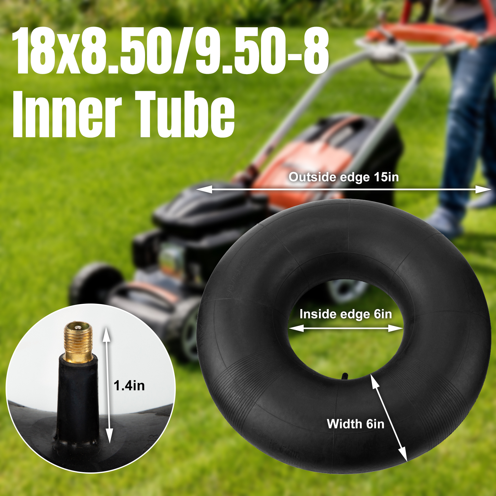 18x8.50-8 Lawn Mower Tire Inner Tube - TR13 Valve, Multi-Fit For ATV & Garden Equipment