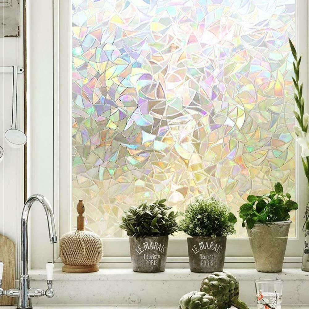 Cat Stained Glass Window Film - 39.4"x16.9" Holographic Privacy Decal For Home & Office - View #5