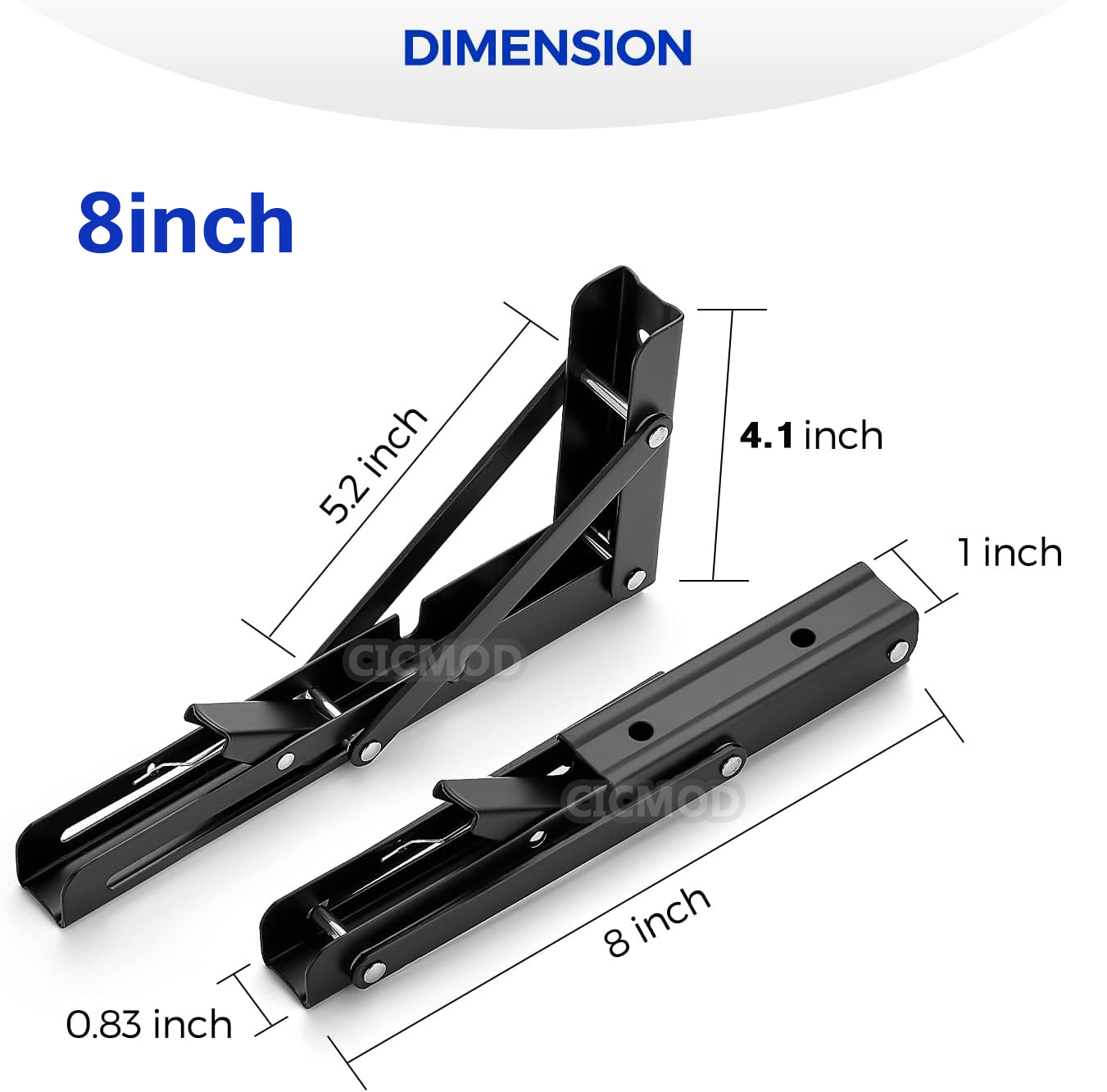 2x Folding Heavy Duty Shelf Bracket Triangle Bench Mounted Table Wall Hinges