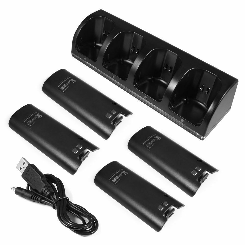 Charger Dock Station + 4 Battery Packs for Nintendo Wii Remote