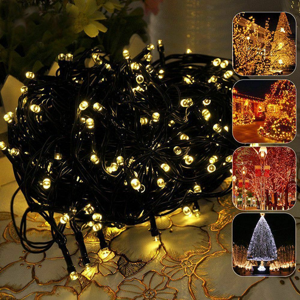 100 200 500 LED Solar String Lights Outdoor Garden Party Xmas Fairy Wedding Lamp