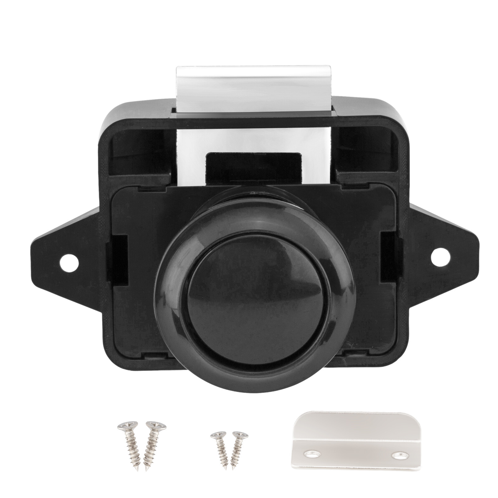 Push Button Cupboard Lock Door Latch Keyless Cabinet Drawer Catch Knob Caravan