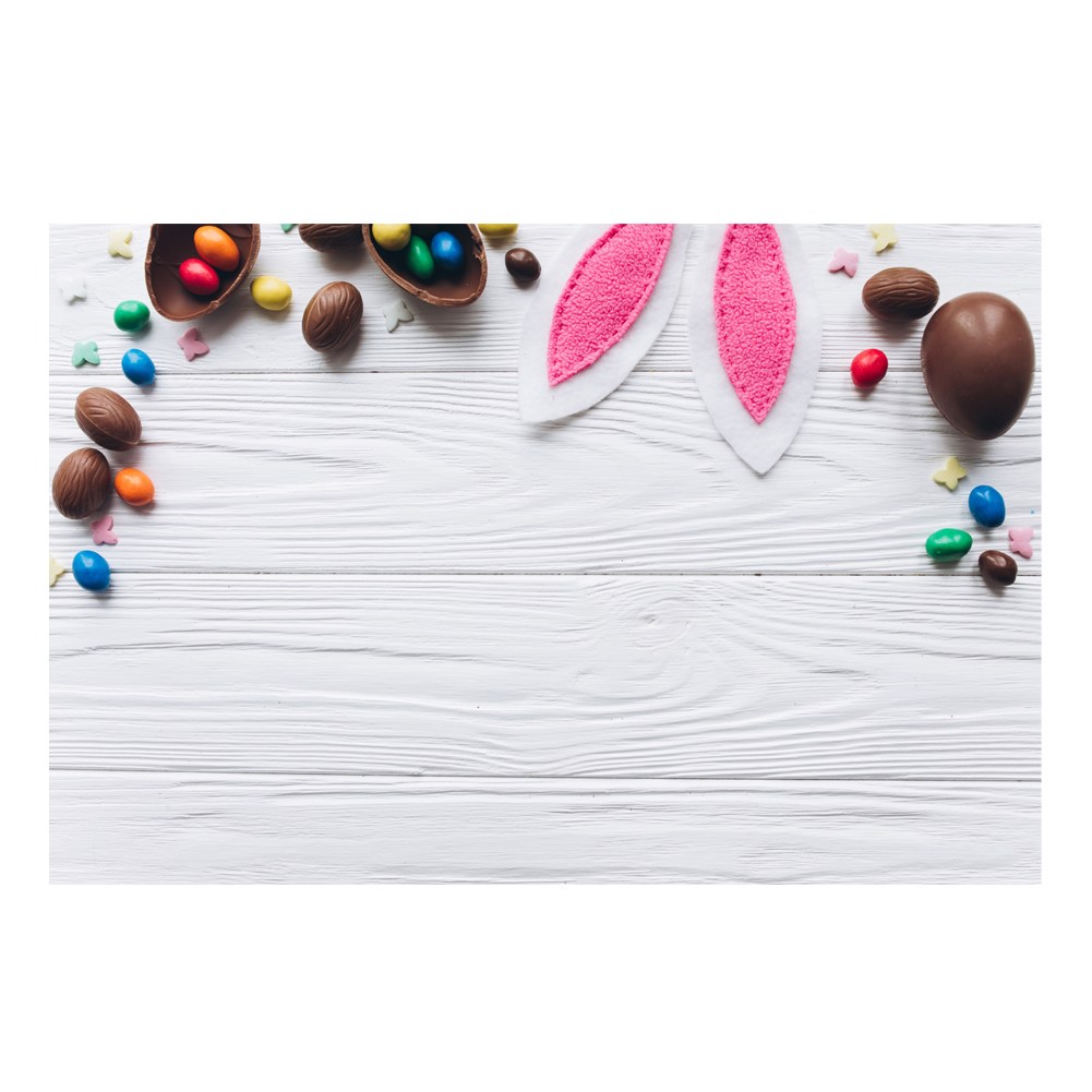 12x8FT Happy Easter Backdrop Hanging Cartoon Eggs White Flowers Blue Photography Background White Petals Vinyl Photo Studio Props