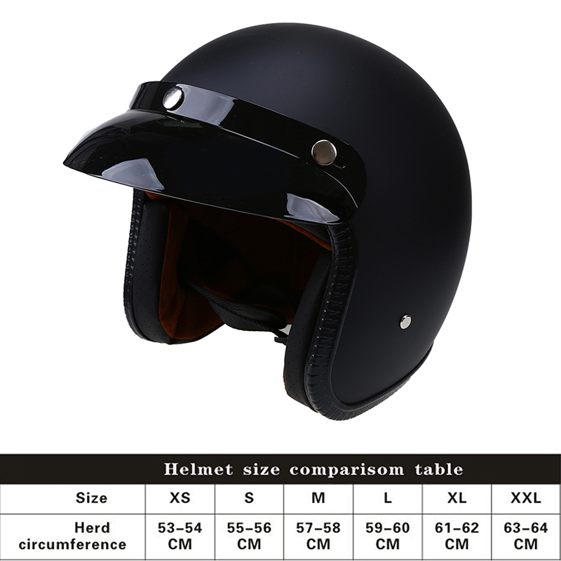 3/4 Open Face Motorcycle Motocross Scooter Cafe Racer Helmet Matte