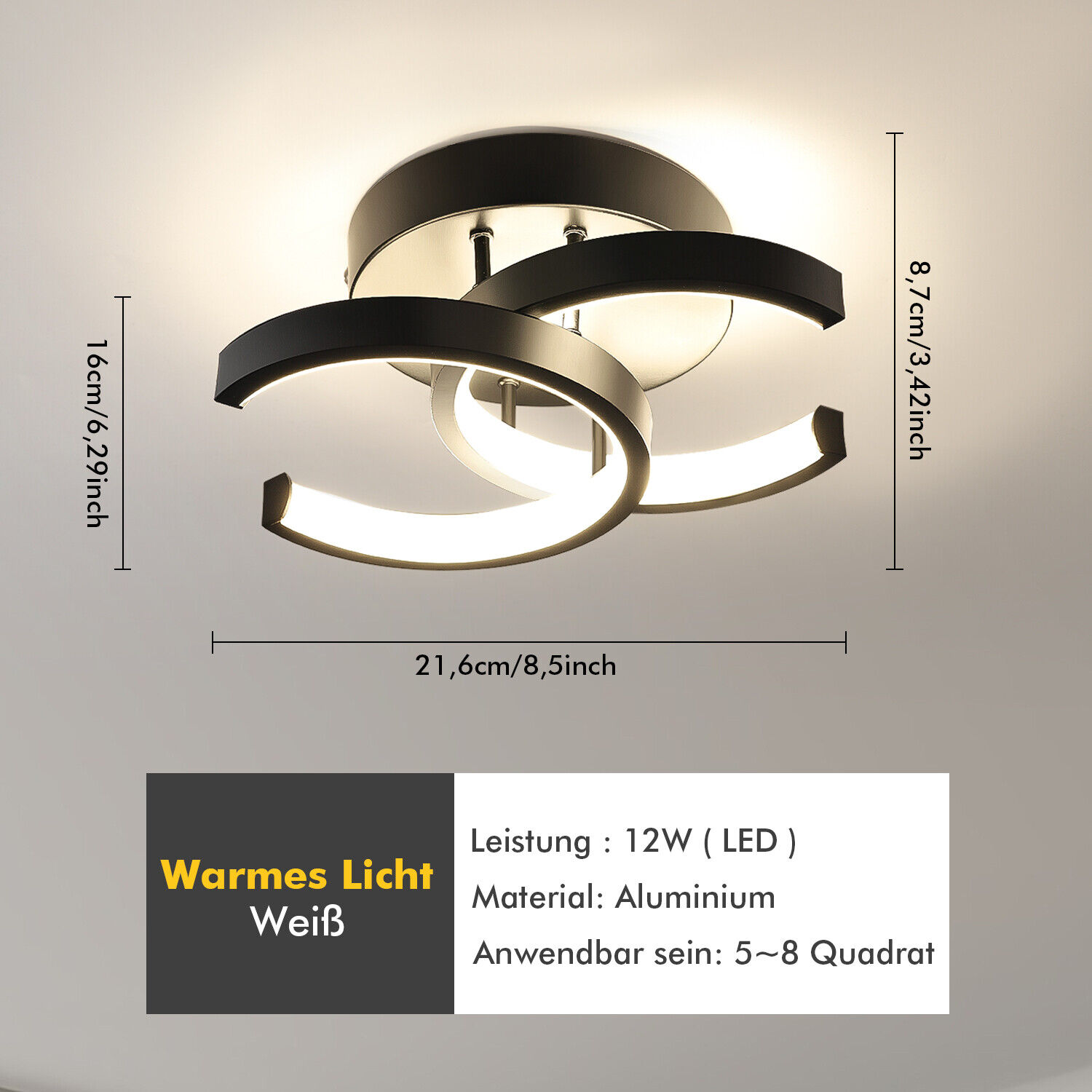 Modern 18W Black Dimmable LED Ceiling Light in UK - Shop Now!