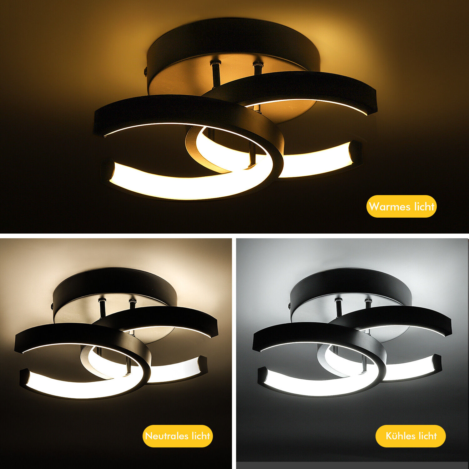 Modern 18W Black Dimmable LED Ceiling Light in UK - Shop Now!