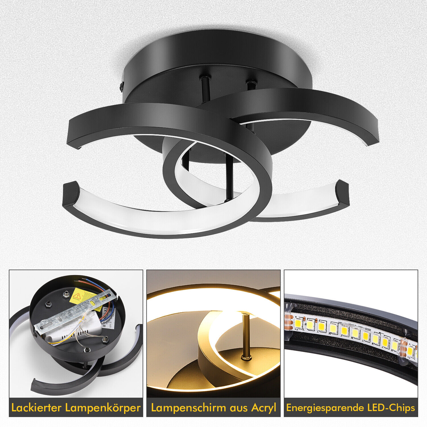 Modern 18W Black Dimmable LED Ceiling Light in UK - Shop Now!