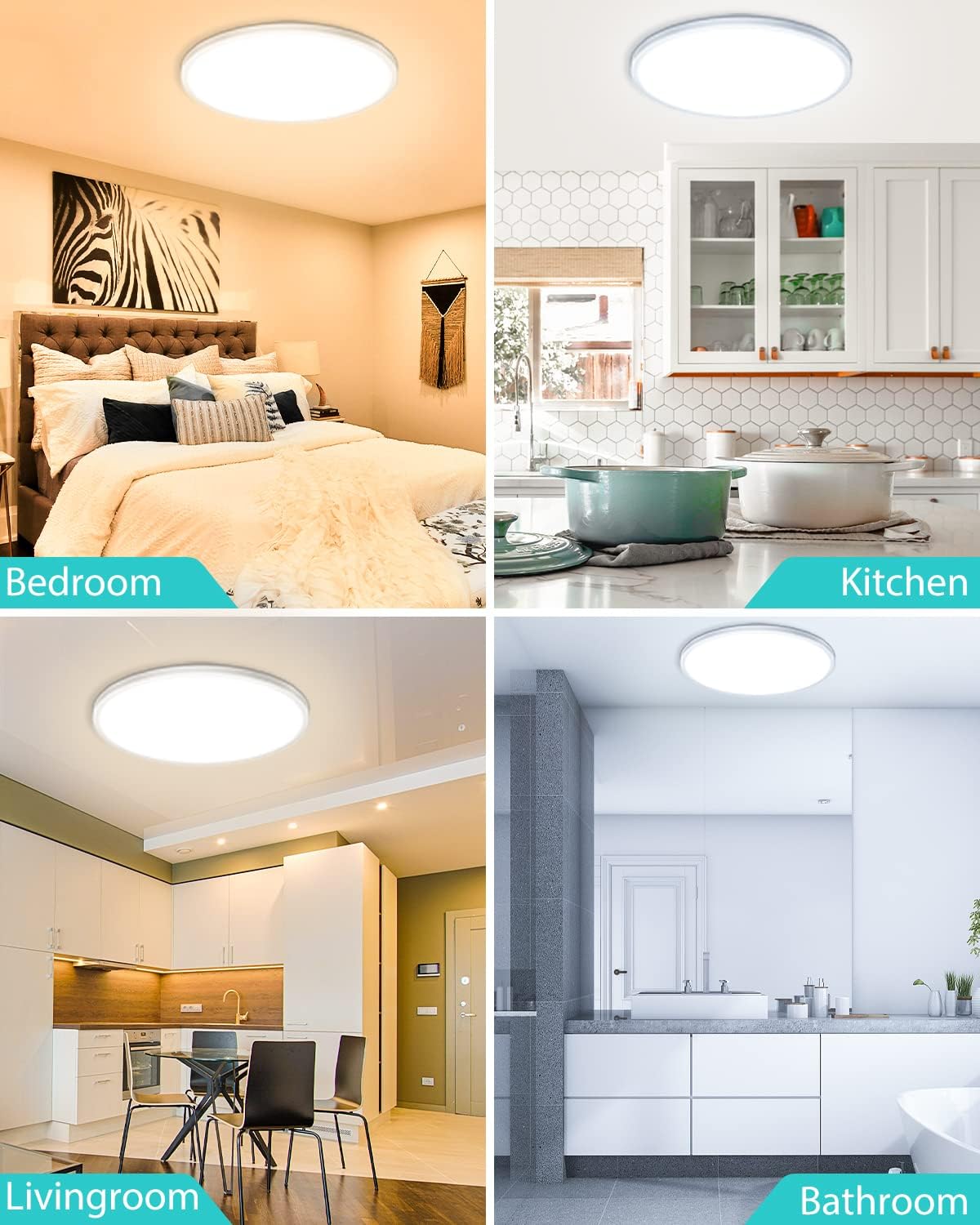 LED Ceiling Light Round Panel Down Lights Bathroom Kitchen Living Room Wall Lamp