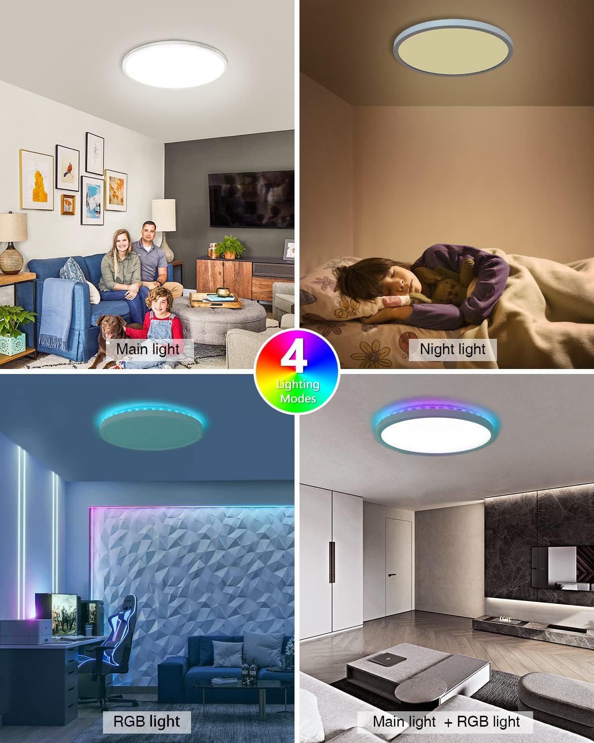 LED Ceiling Light Round Panel Down Lights Bathroom Kitchen Living Room Wall Lamp