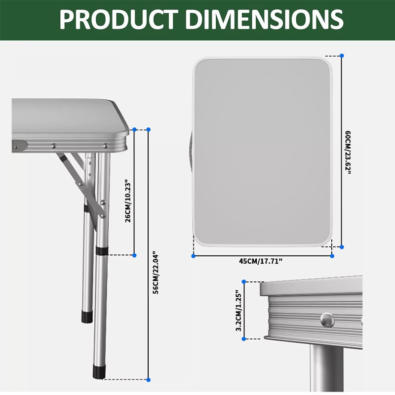 New Folding Camping Table Aluminium Portable Adjustable Picnic BBQ Party Desk UK - Produktbild 1