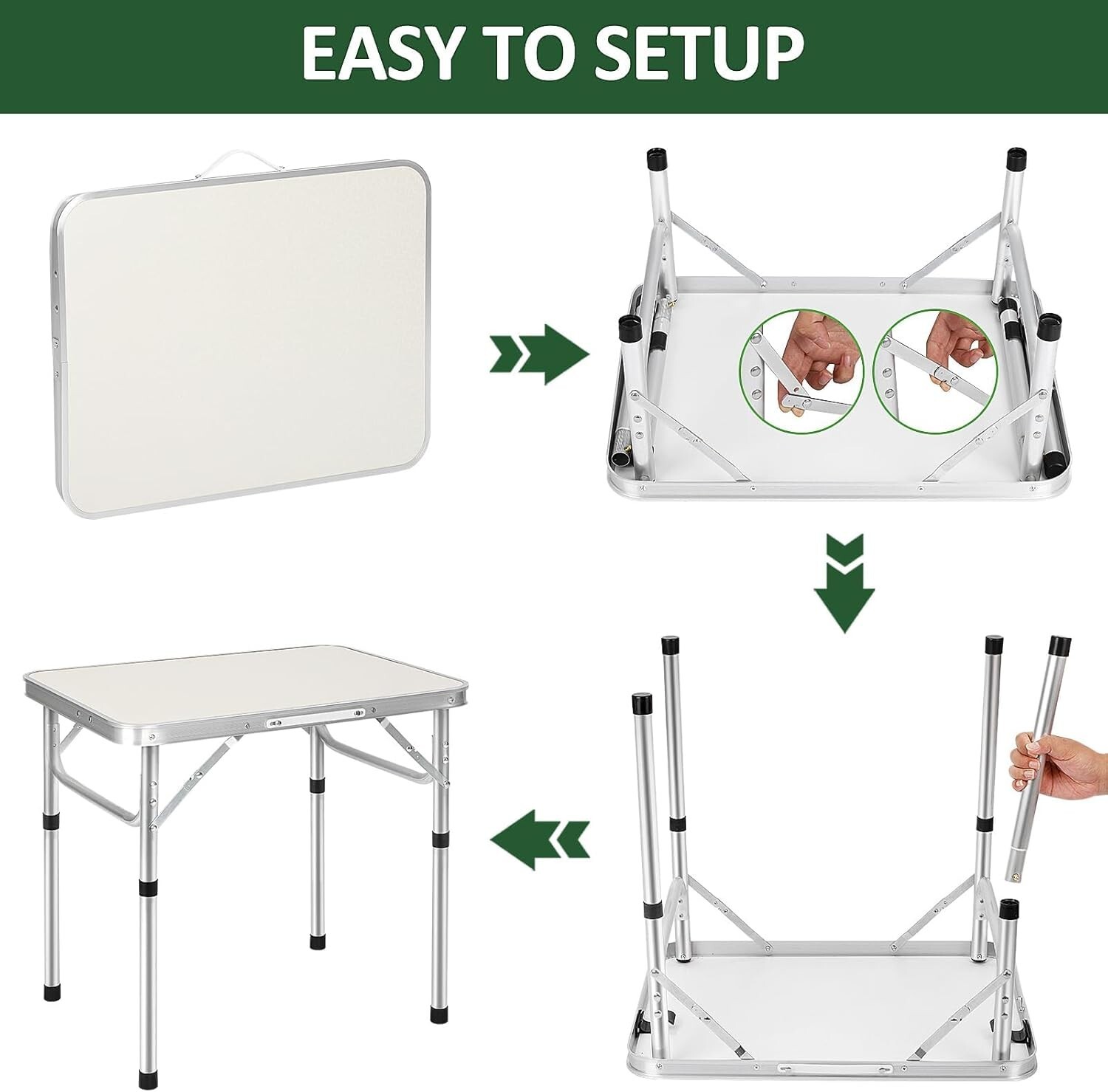 New Folding Camping Table Aluminium Portable Adjustable Picnic BBQ Party Desk UK - Produktbild 2