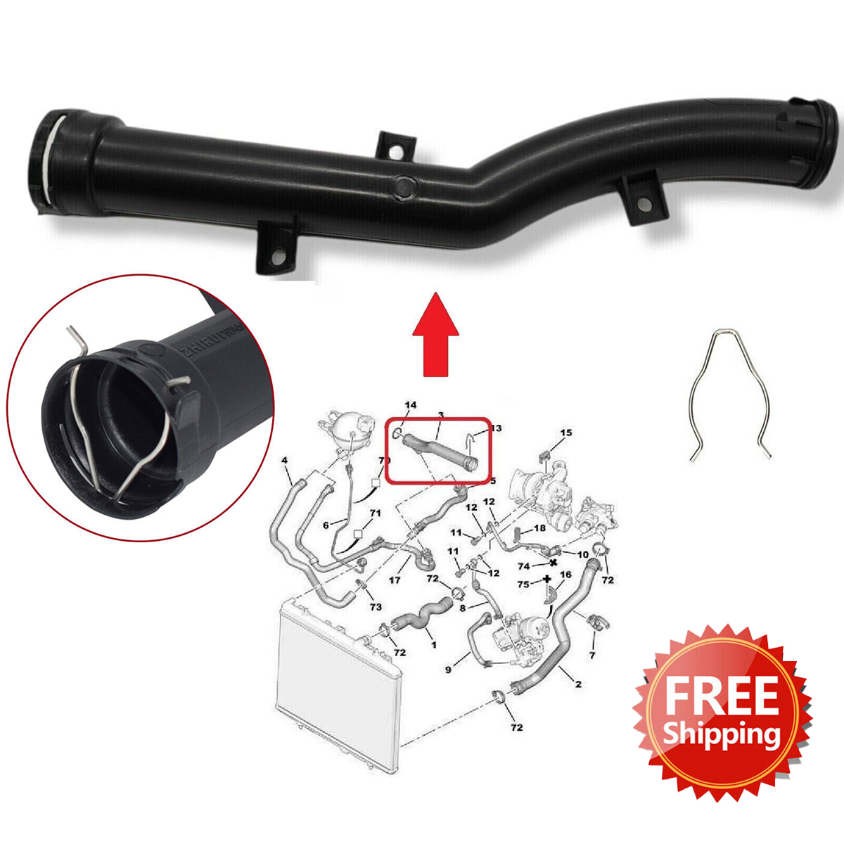 Kühlmittelrohr für MINI Cooper R56 R57 R55 R58 R59 R60 R61 1.4 1.6