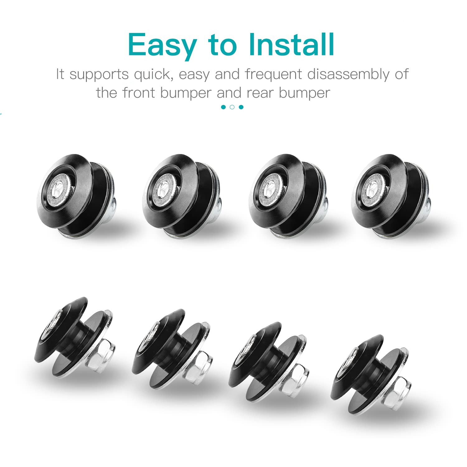 Black & Silver JDM Quick Release Bumper Fastener Kit For Car Fender, Trunk, Or Hatch Lids