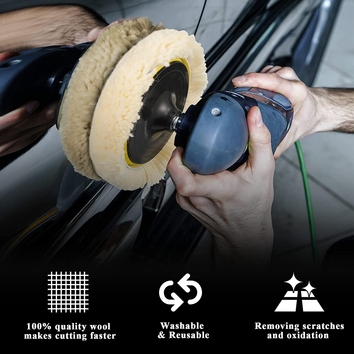 10pcs Polishing Buffing Pads Kit - 6 Inches Car Polishing Wheel for Drill, Car Foam Drill Buffer Sponge Pads Kit with M14 Drill Adapter for Car Care haimian