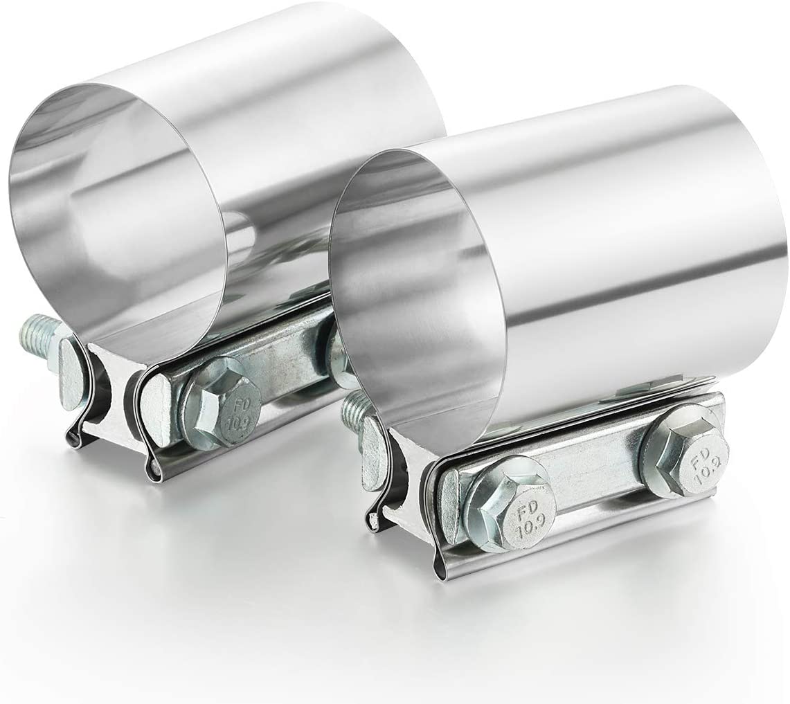2 Pack 3 Inch Exhaust Clamps - 304 Stainless Steel Butt Joint Band Clamps