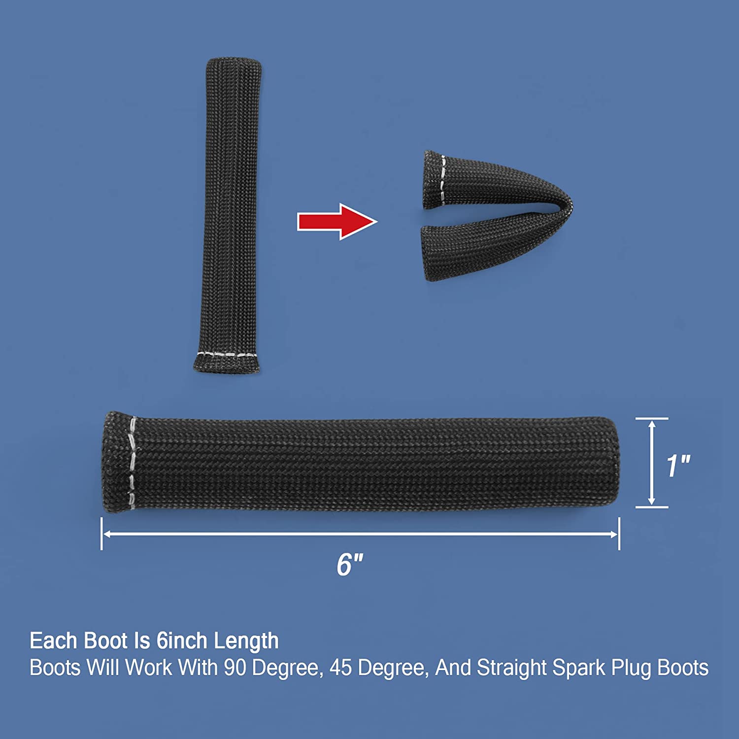 Spark Plug Boots Spark Plug Wire Heat Shields (8pc) - 2500°F Titanium Sleeves With Stainless Ties For SBC/BBC Spark Plug Heat Shield Sleeve - Foto 8