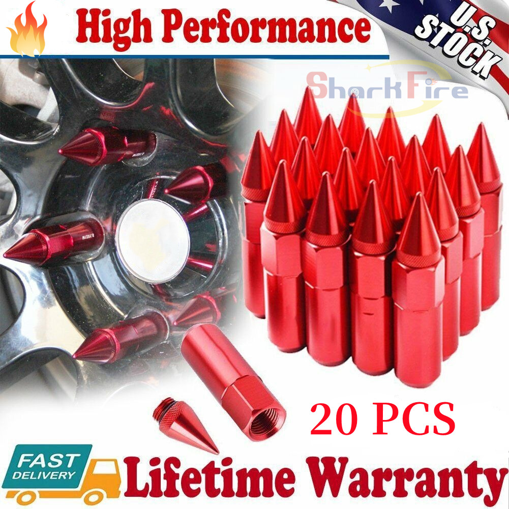 20)Red Aluminum M12x1.25 50mm Open End Knurled Tip Extended