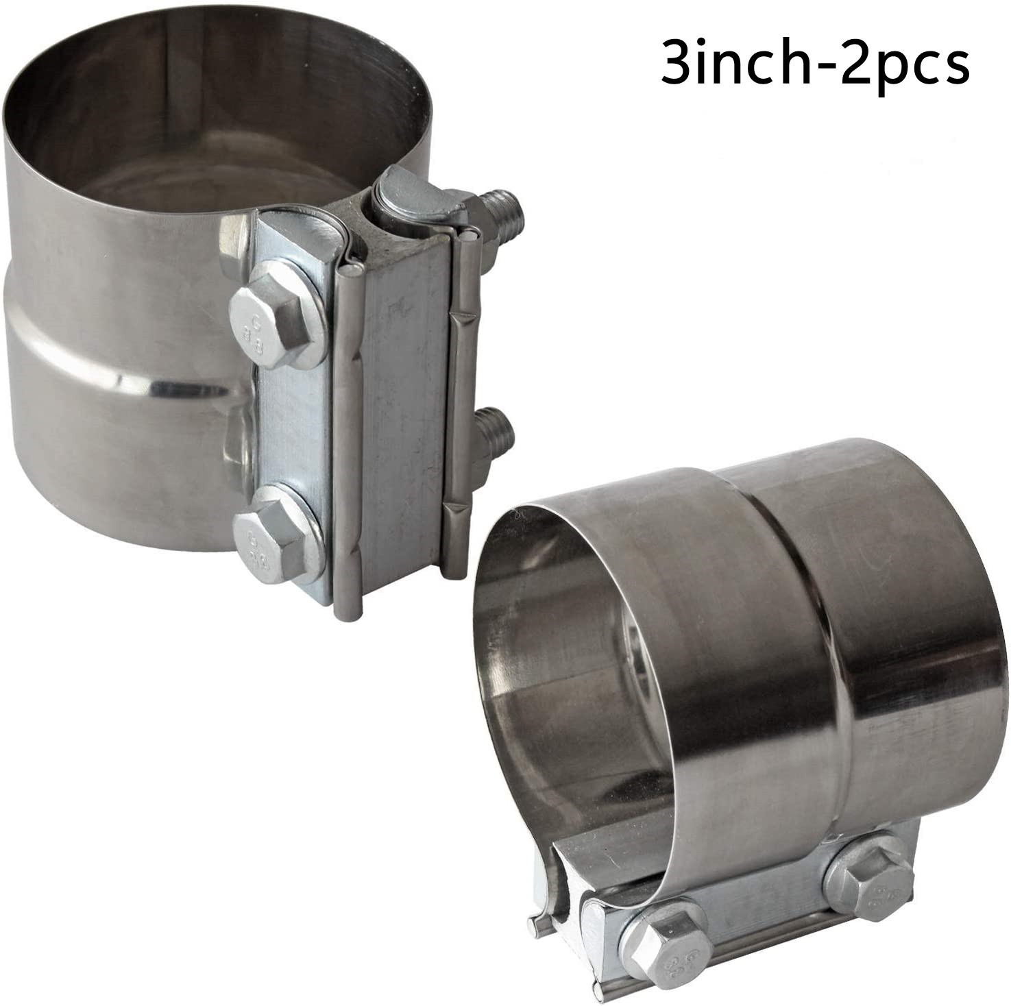 1Pcs 2 1/4" 2.25" Butt Joint Band Exhaust Clamp High Quality Stainless Steel 0028443