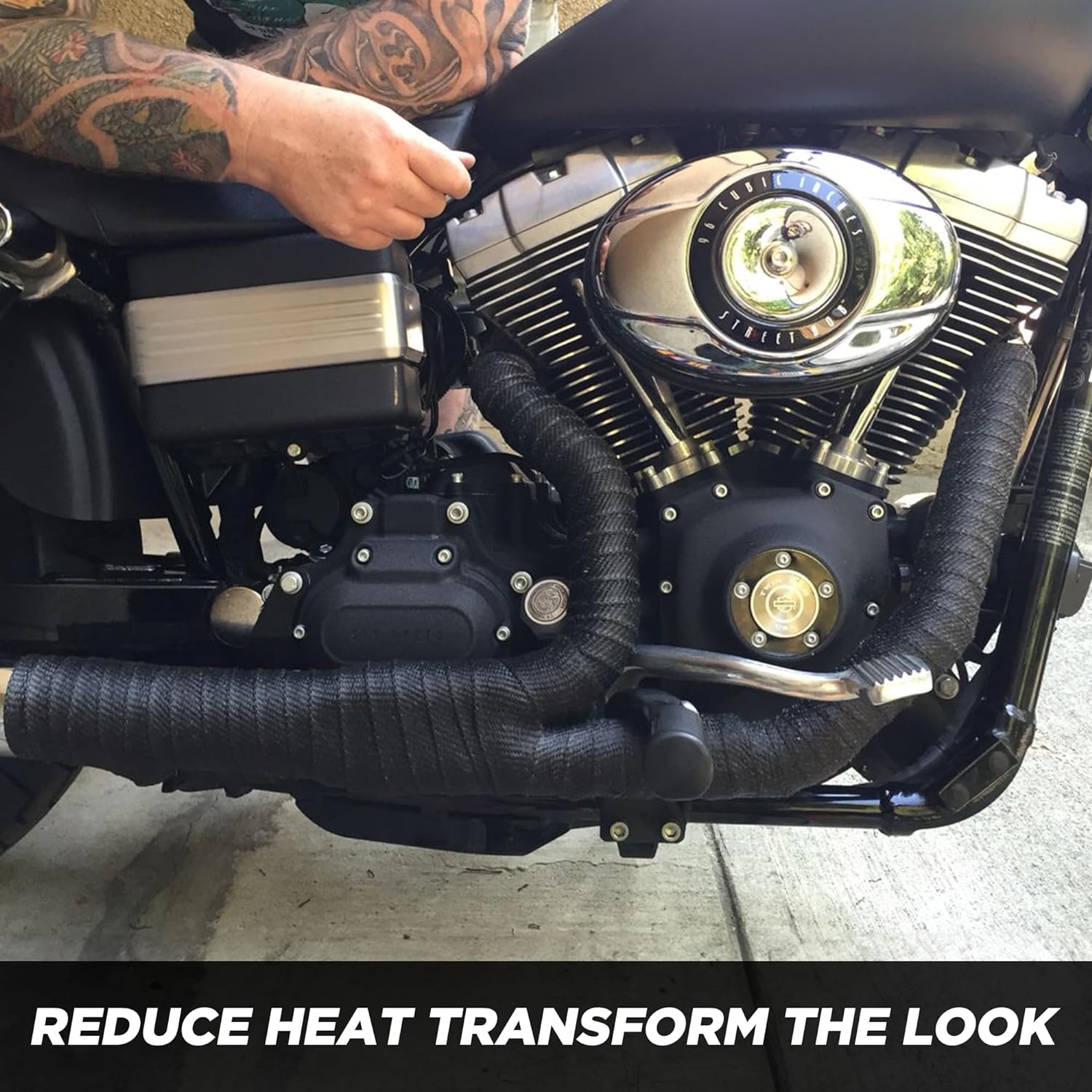 thumbnail image 2 of Fiberglass Exhaust Pipe Wrap Tape Kit Motorcycle Engine High Heat Thermo Shield 2 of 3