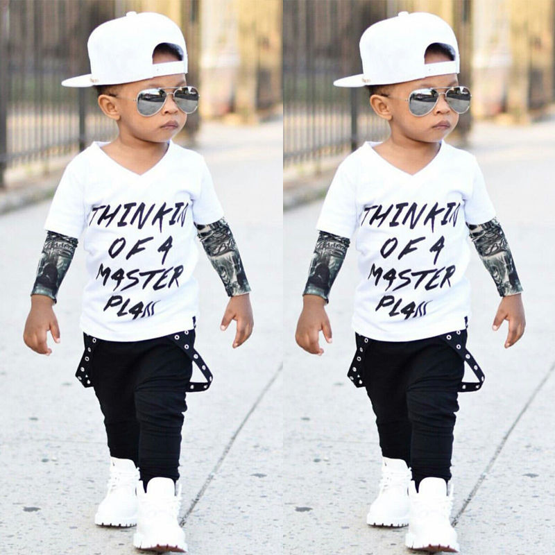 2pcs Newborn Toddler Kids Baby Boy Stylish Clothes T Shirt Tops Pants Outfits