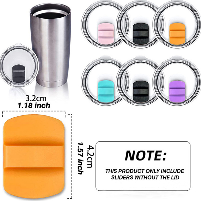 2 Replacement Lids for 20oz Stainless Steel Tumbler Travel Cup - Fits OF  3.2 INCH Yeti Rambler RTIC and others- Sliding(Transparent)