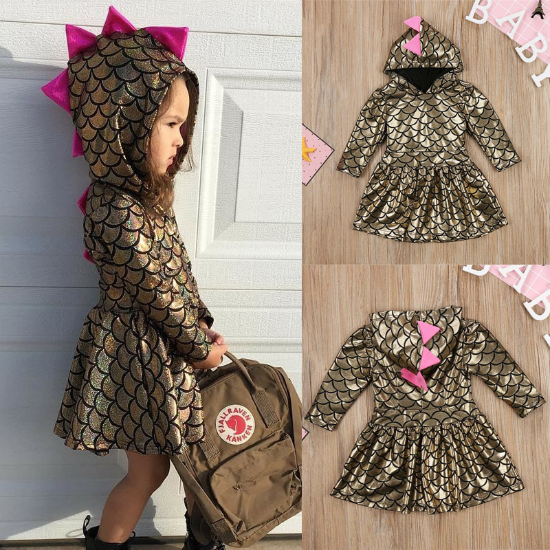 Christmas Toddler Baby Girls Kids Hooded Dinosaur Dress Cosplay Clothes  Outfits | eBay