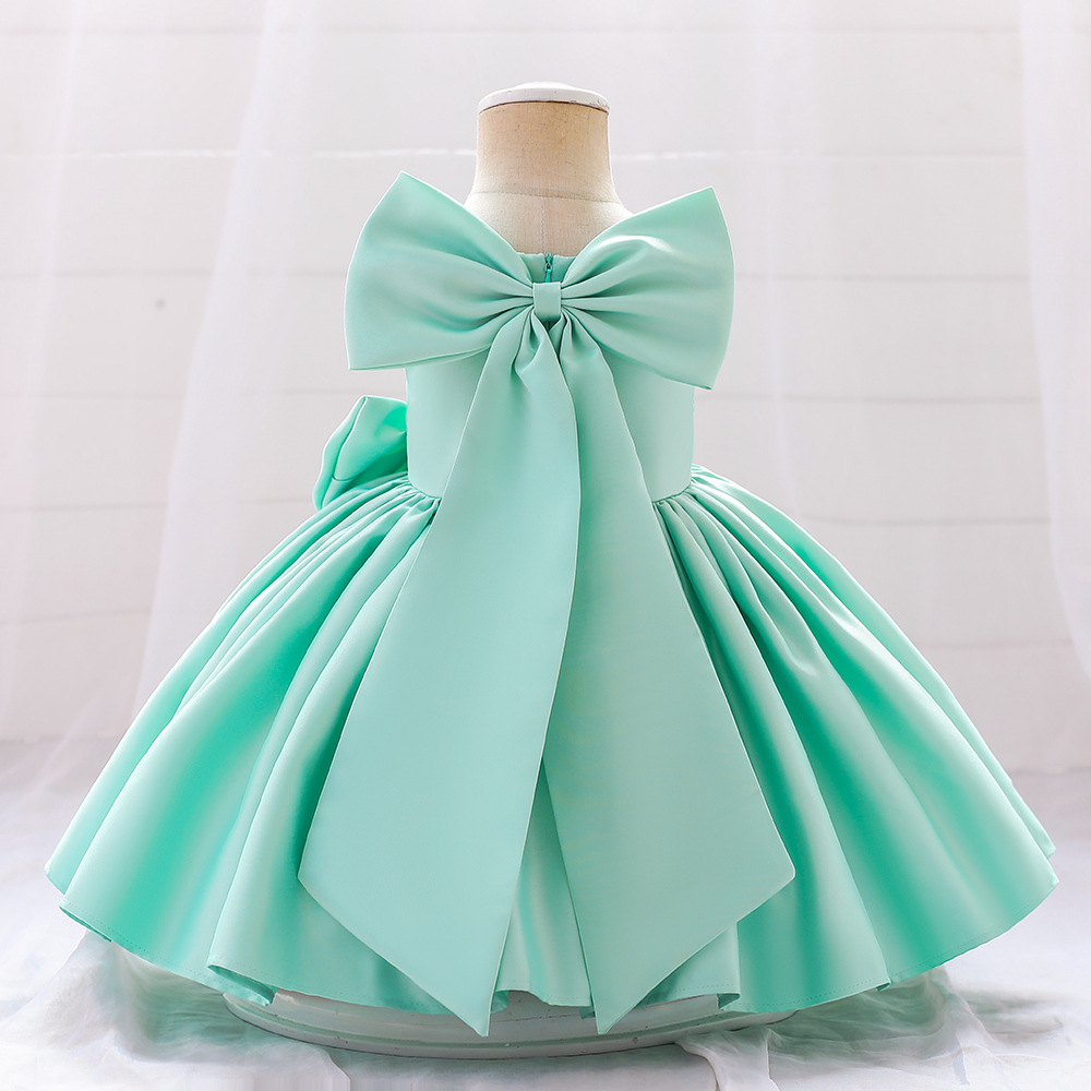Kid Girl Flower Princess Dress Satin Bow Gown Wedding Party Bridesmaid  Costume | eBay