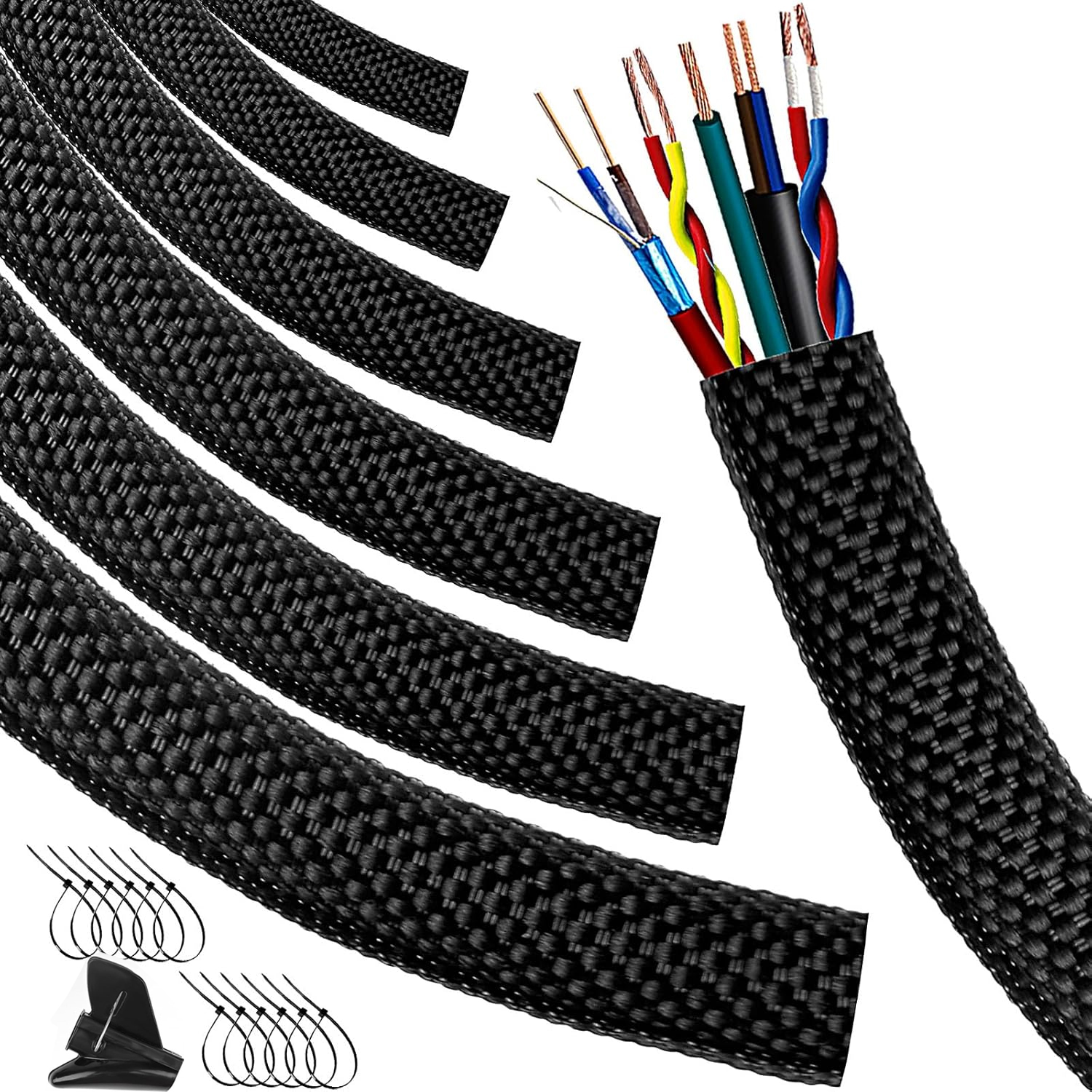 Car High Temperature Braided Wire Loom Black Split-Sleeve Heat Resistant Cover