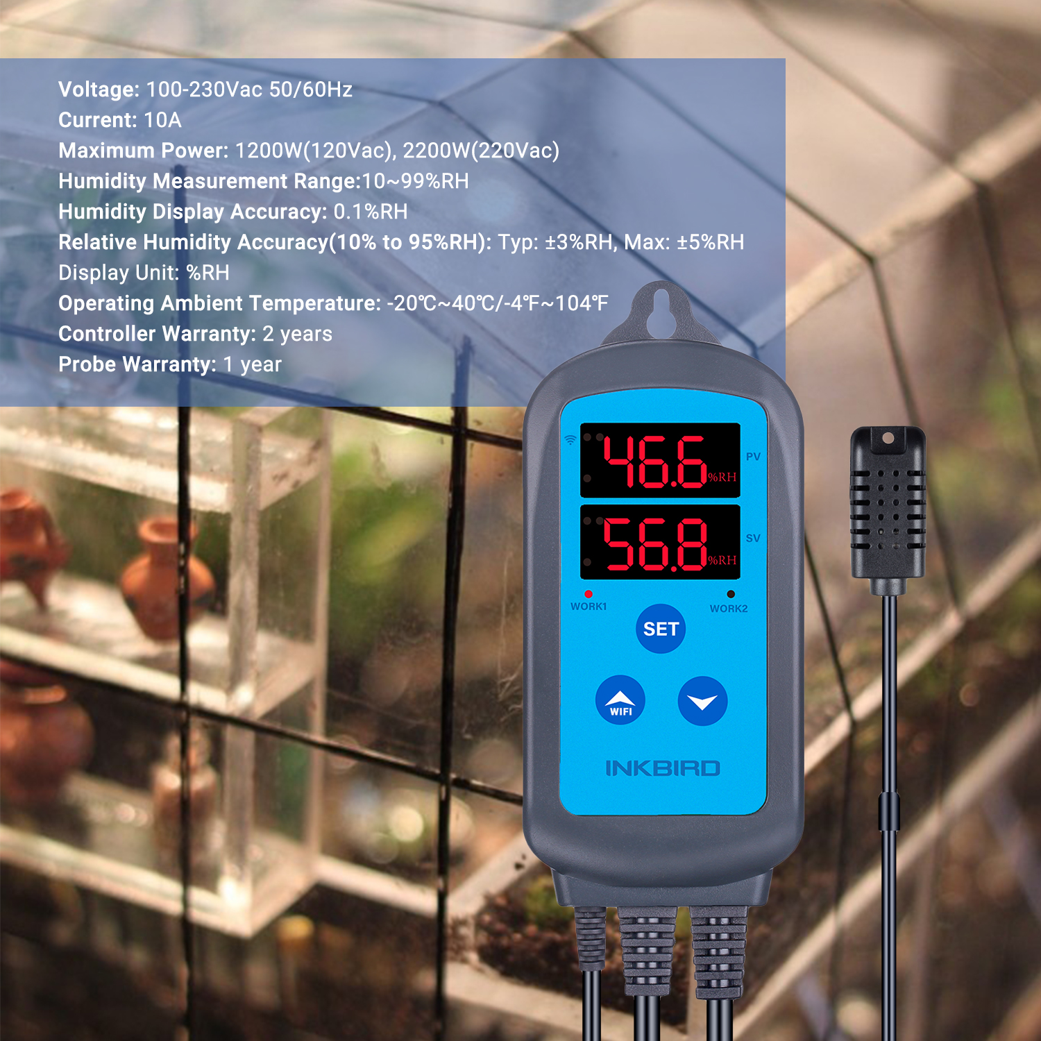 Inkbird Digital Humidity Controller Smart Wi-Fi Humidistat Dehumidifier