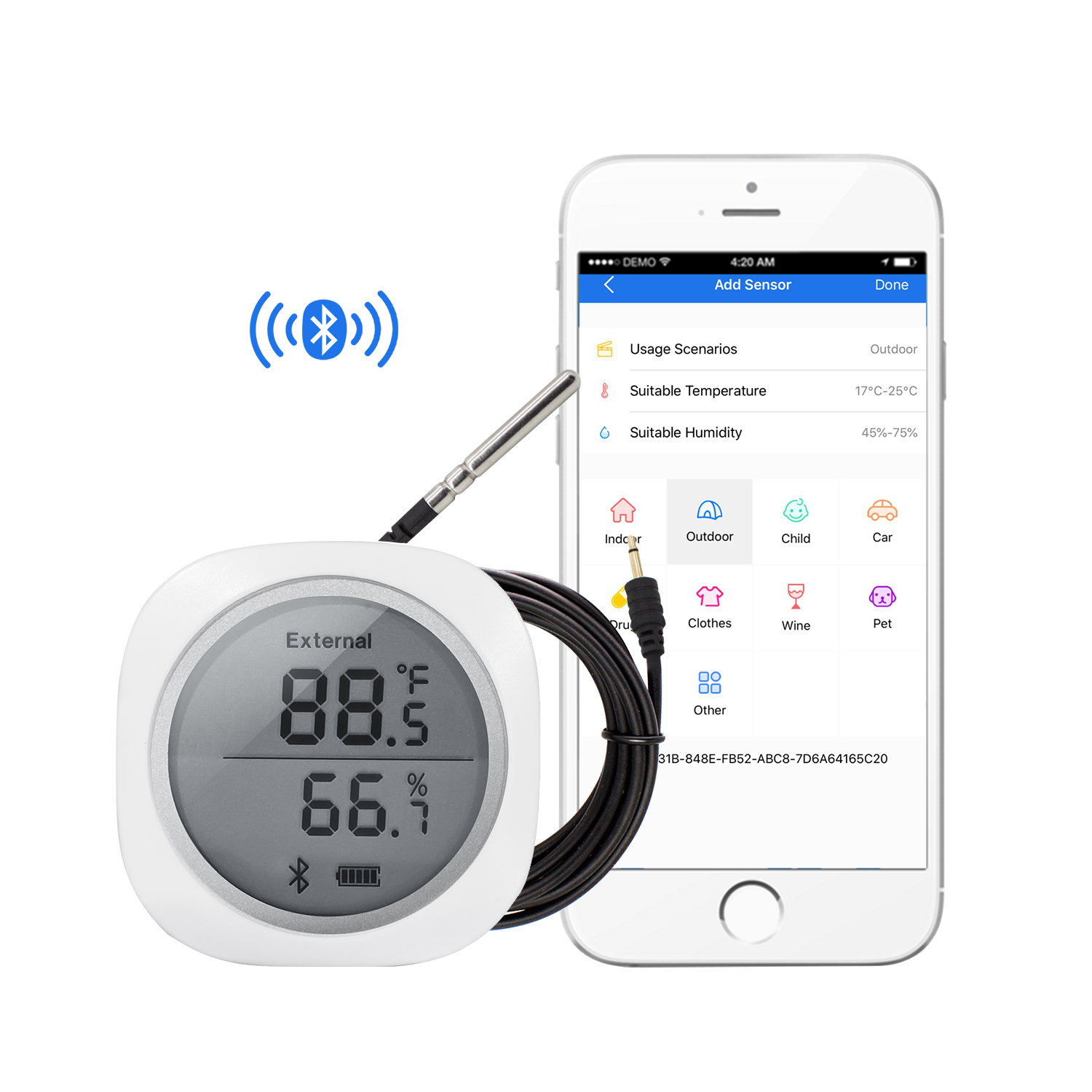LED Bluetooth Temperature and Humidity Sensor Data Logger Thermometer