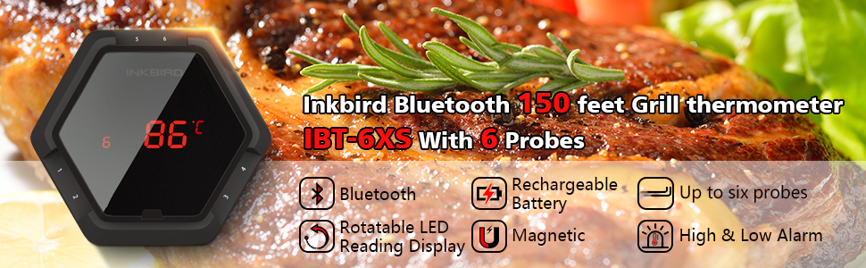 Inkbird IBT-6XS digital meat thermometer Bluetooth wireless smoke