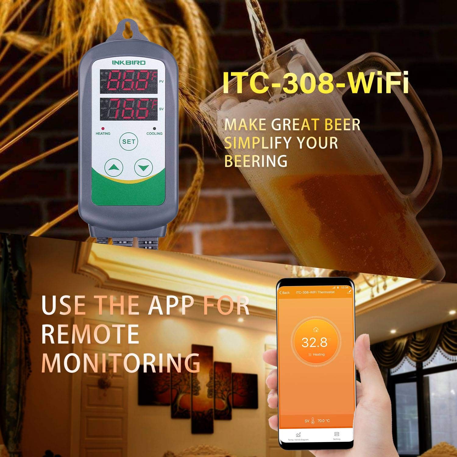 Combo IBS-TH1 MINI Bluetooth Wireless Data Logger+ ITC-308 Heating