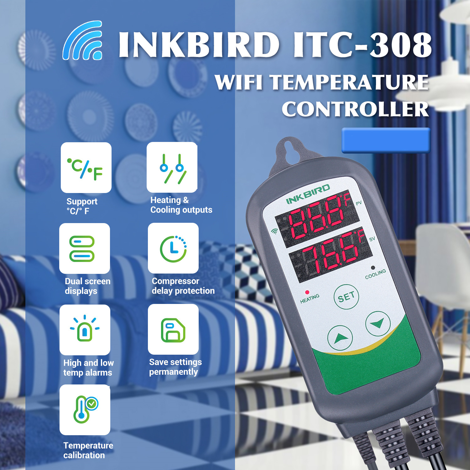 Updated Inkbird ITC-308 Wifi Aquarium Plastic Probe Temp Controller ...