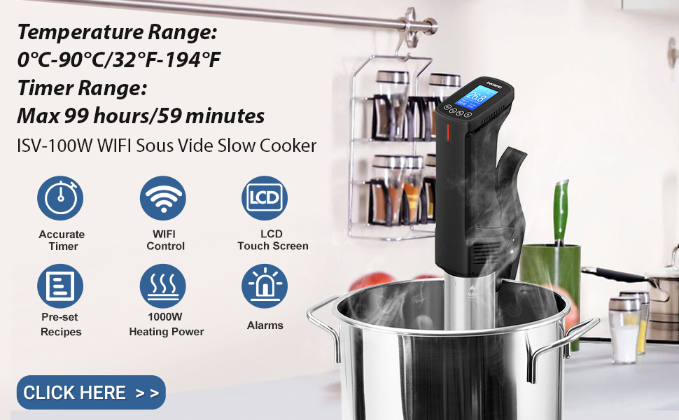 Digitale WiFi Sous Vide Cottura Circolatore Immersione Slow Cooker  Temperatura