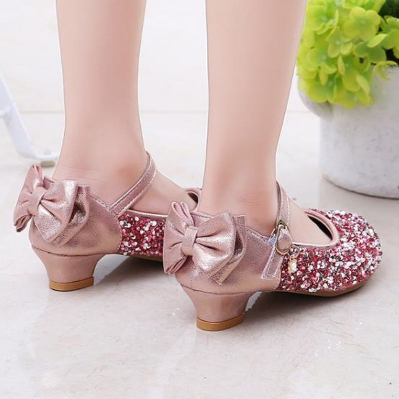Sparkle Princess Sandals For Girls - Glitter Dress Shoes With Rhinestone Bows
