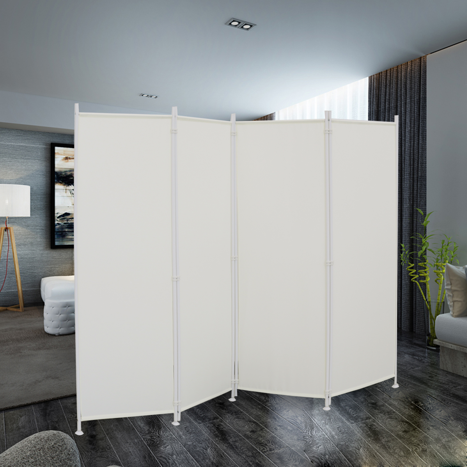 Beige Raumteiler Trennwand Paravent Umkleide 215cm Stellwand Spanische Wand