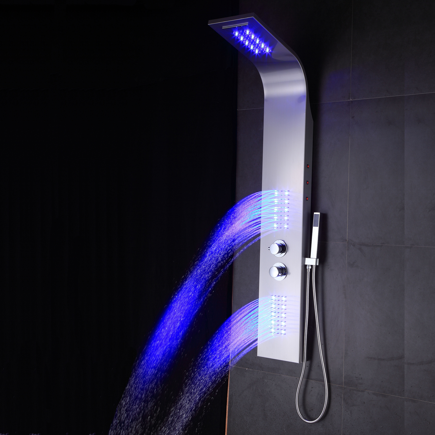 LED Regendusche Duscharmatur Dusche Duschpaneel Wasserfall Duschsäule Thermostat