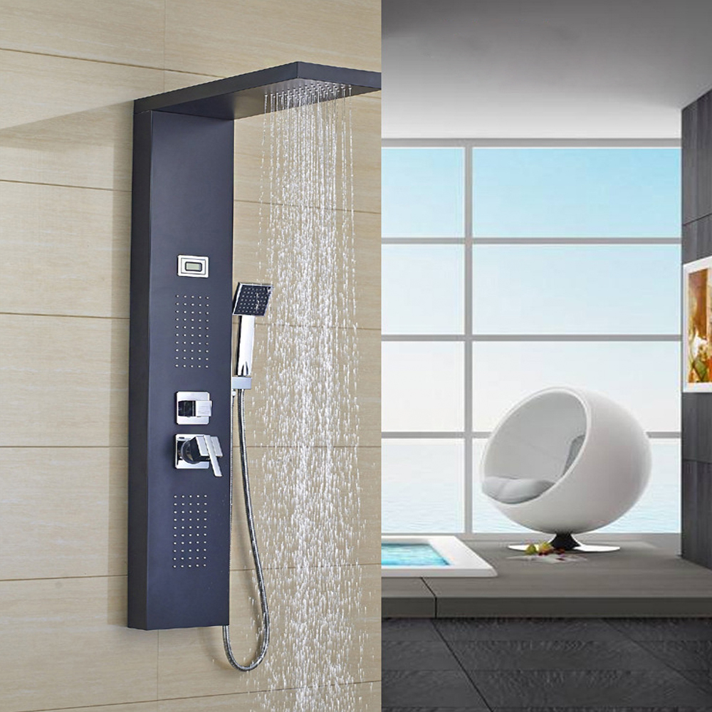 LED Regendusche Duscharmatur Dusche Duschpaneel Wasserfall Duschsäule Thermostat