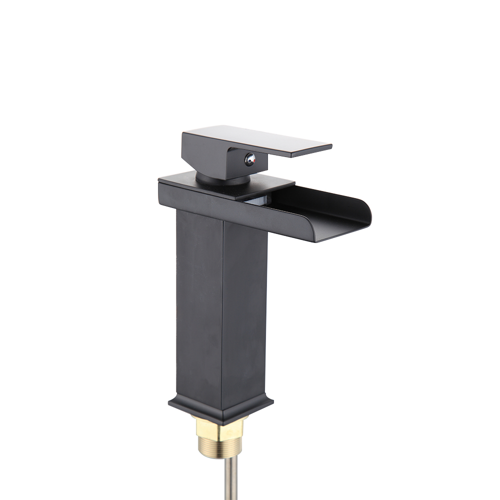 Schwarz Einhebelmischer Wasserhahn Waschtisch Wasserfall Armatur